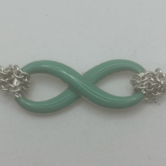 Tiffany & Co. Blue Enamel Infinity Pendant Necklace Double Chain - Picture 5 of 11